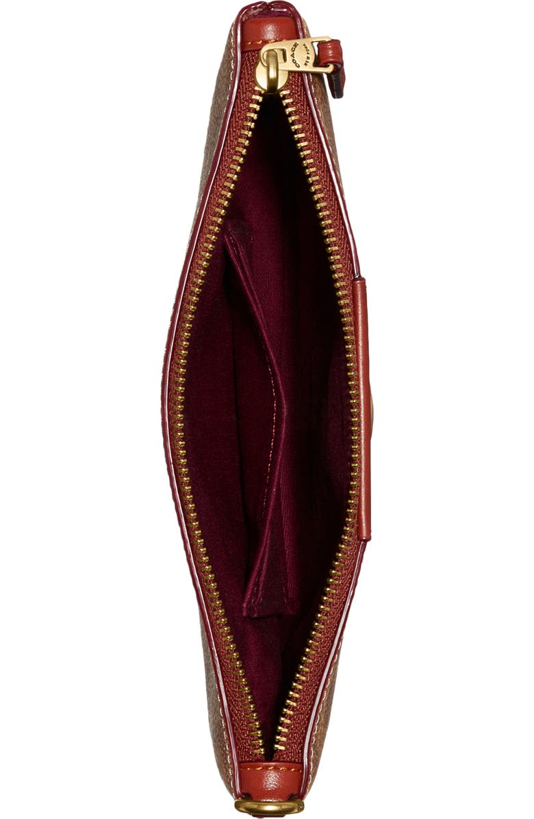 COACH Small Signature Coated Canvas & Leather Wristlet, Alternate, color,