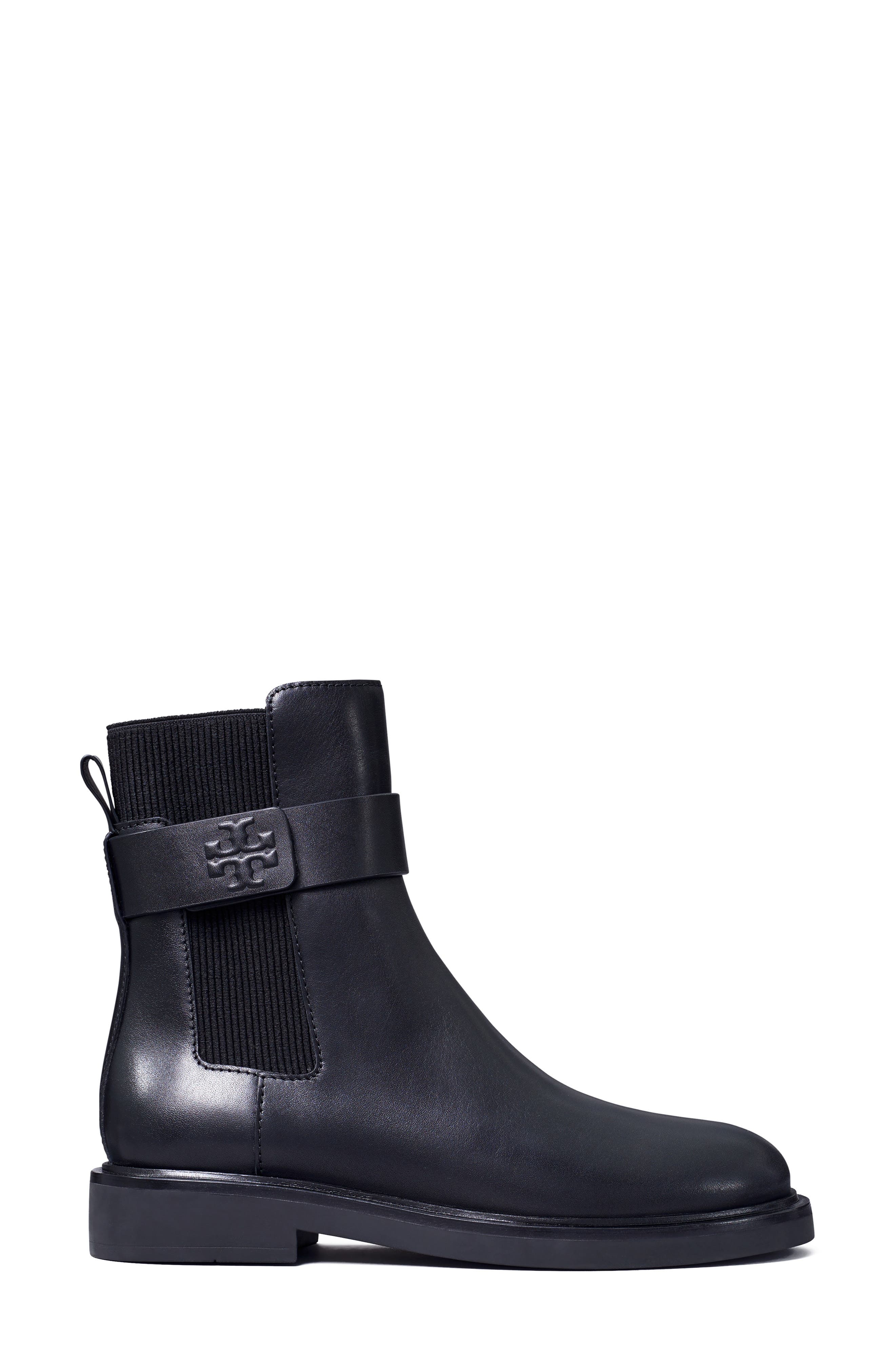 Tory Burch Double-T Chelsea Boot, Alternate, color, Perfect Black / Perfect Black