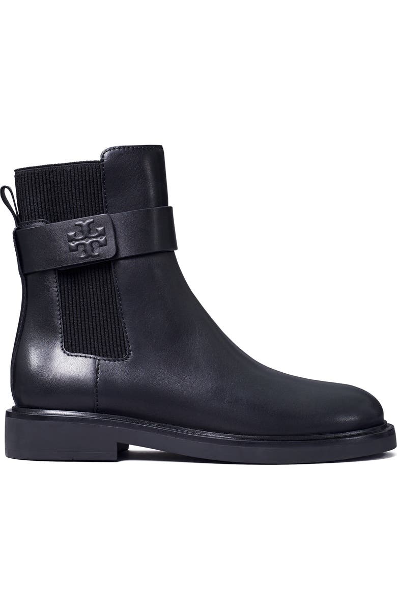 Tory Burch Double-T Chelsea Boot, Alternate, color, Perfect Black / Perfect Black