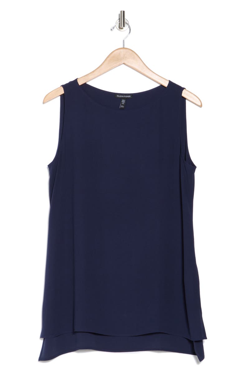 Eileen Fisher High-Low Silk Shell, Alternate, color, Midnt