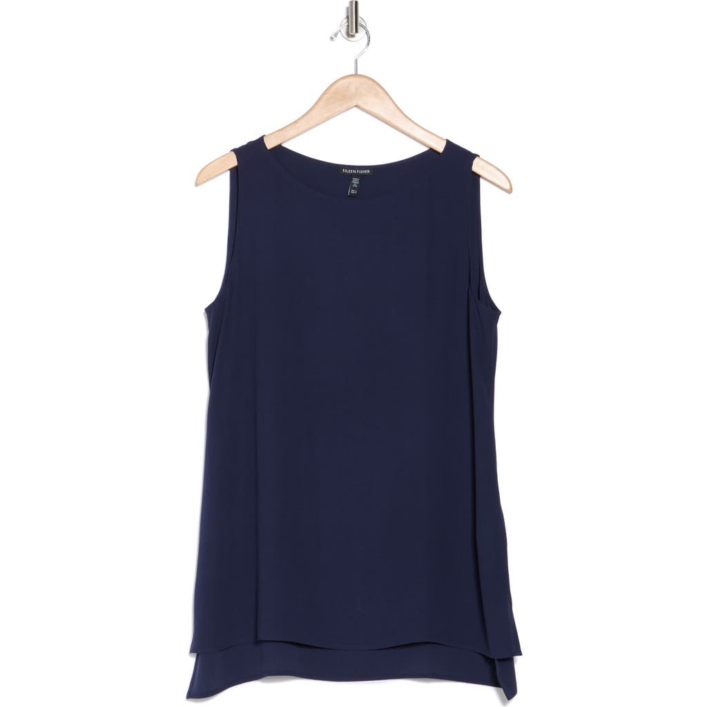 Eileen Fisher High-low Silk Shell In Midnight