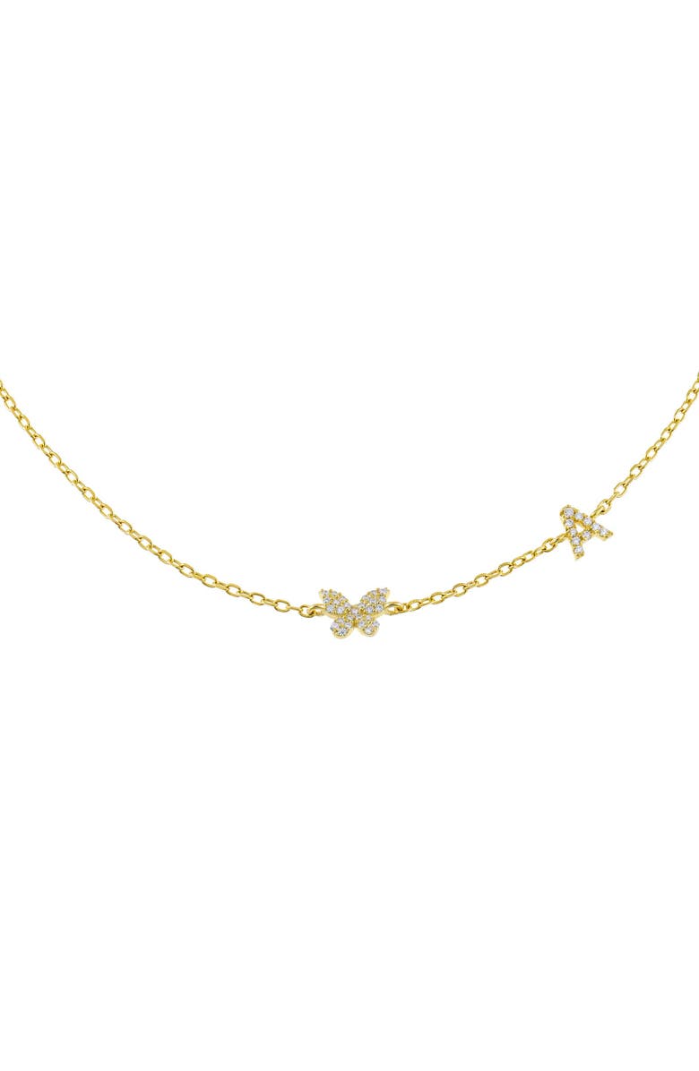 BY ADINA EDEN Pavé Butterfly Initial Choker, Main, color, 