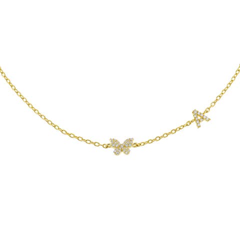 Pavé Butterfly Initial Choker