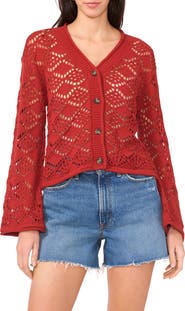 Vince Camuto Open Stitch Cotton Cardigan