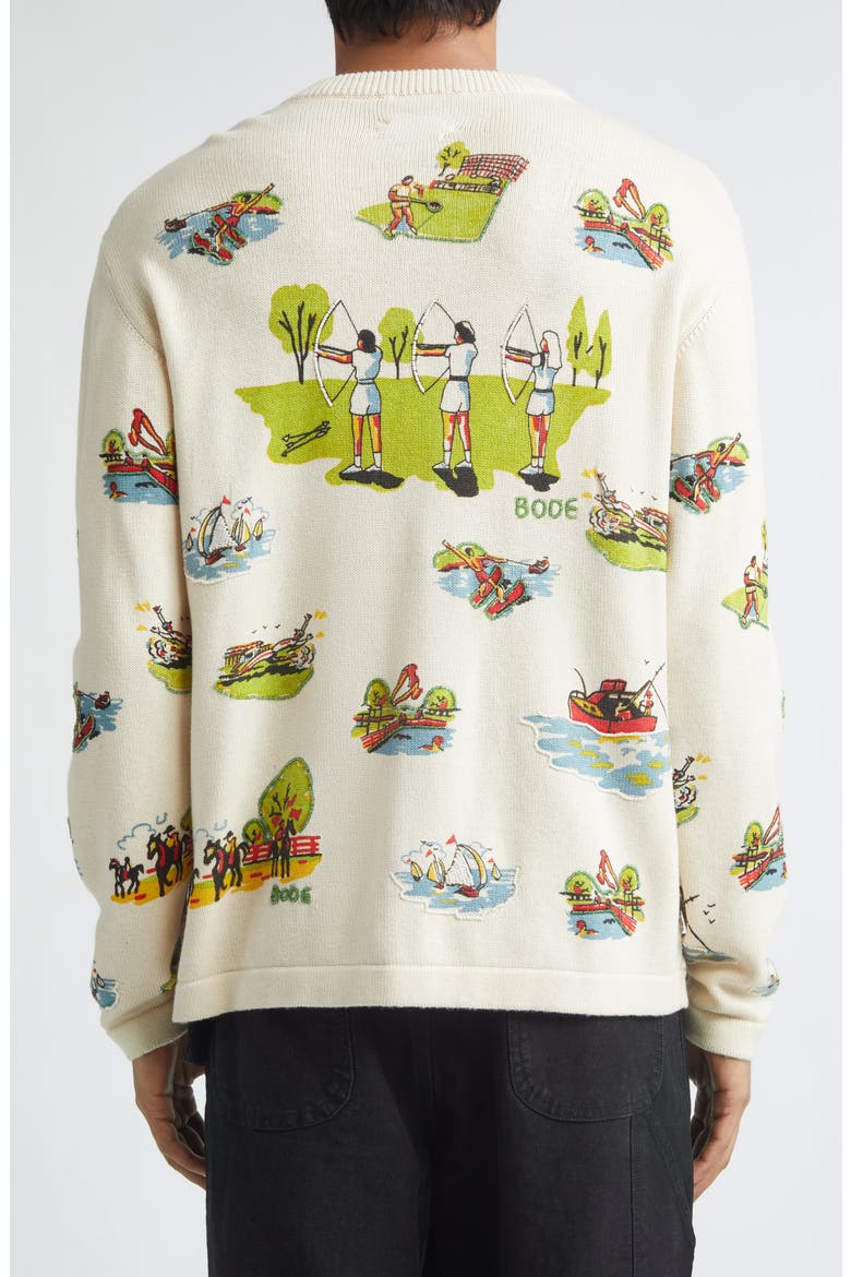 Beaded Merino Wool & Cotton Cardigan, Alternate, color, MULTI IVORY