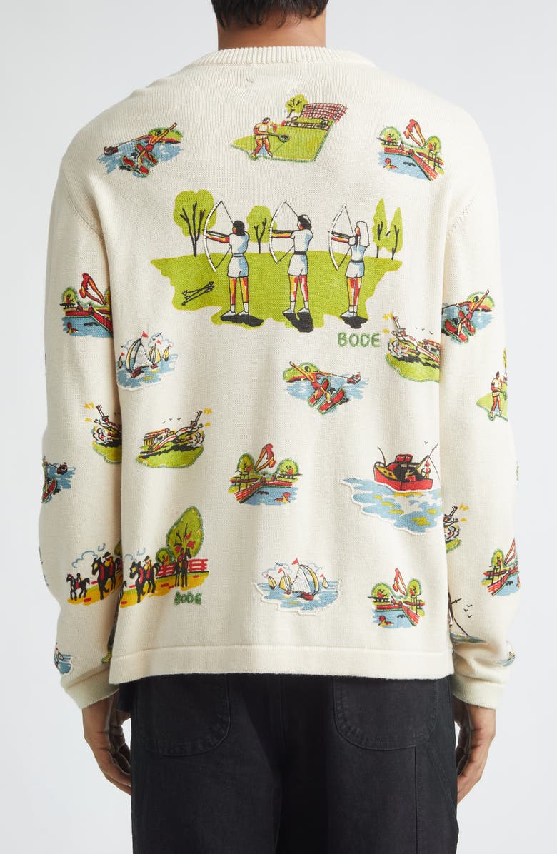 Bode Beaded Merino Wool & Cotton Cardigan, Alternate, color, Multi Ivory