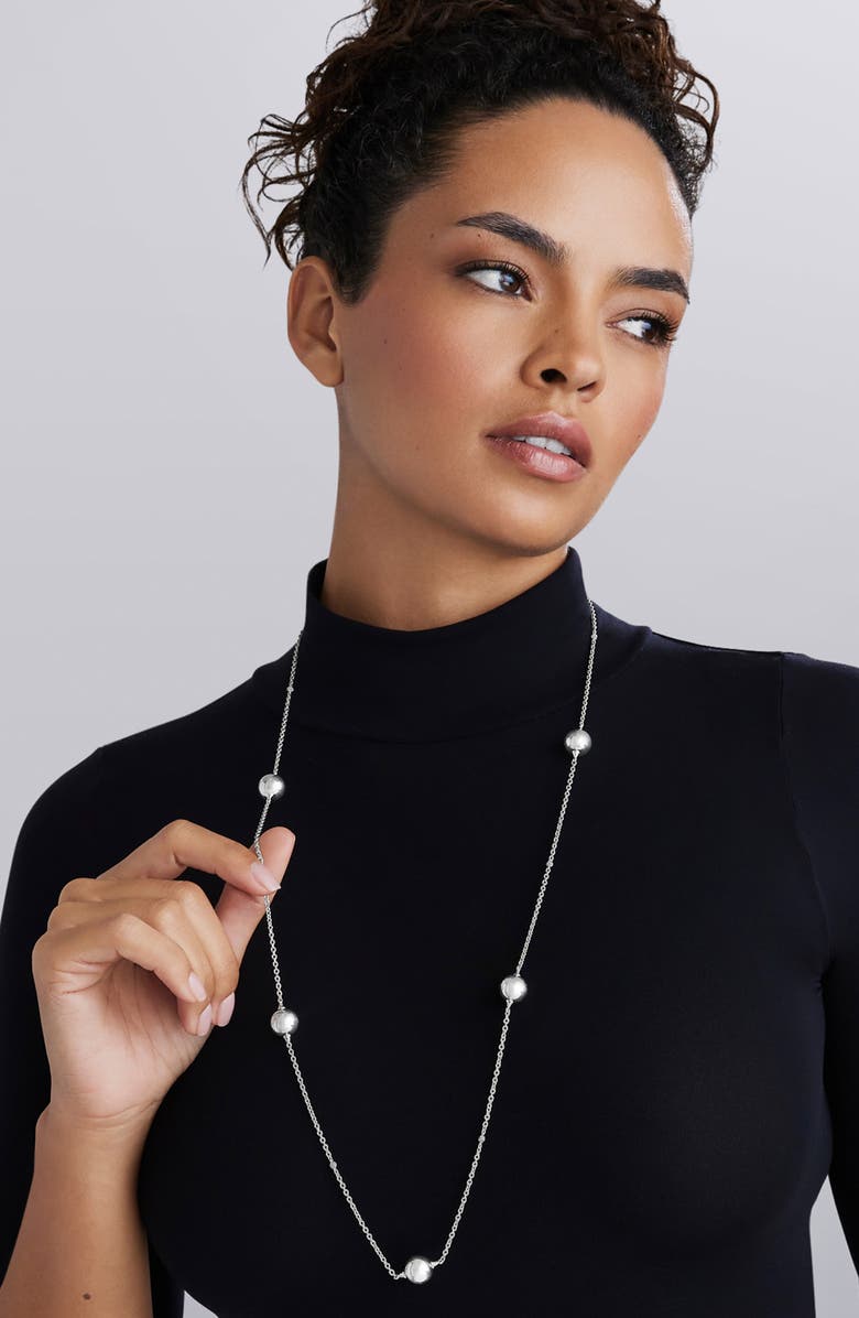 LAGOS Caviar Bubble Station Necklace, Main, color, Silver