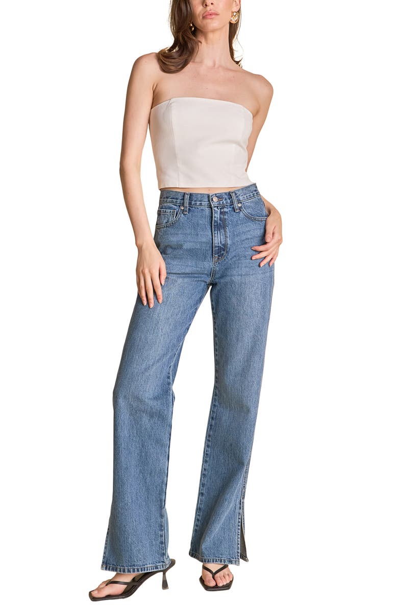 Endless Rose Strapless Linen Top, Alternate, color, White