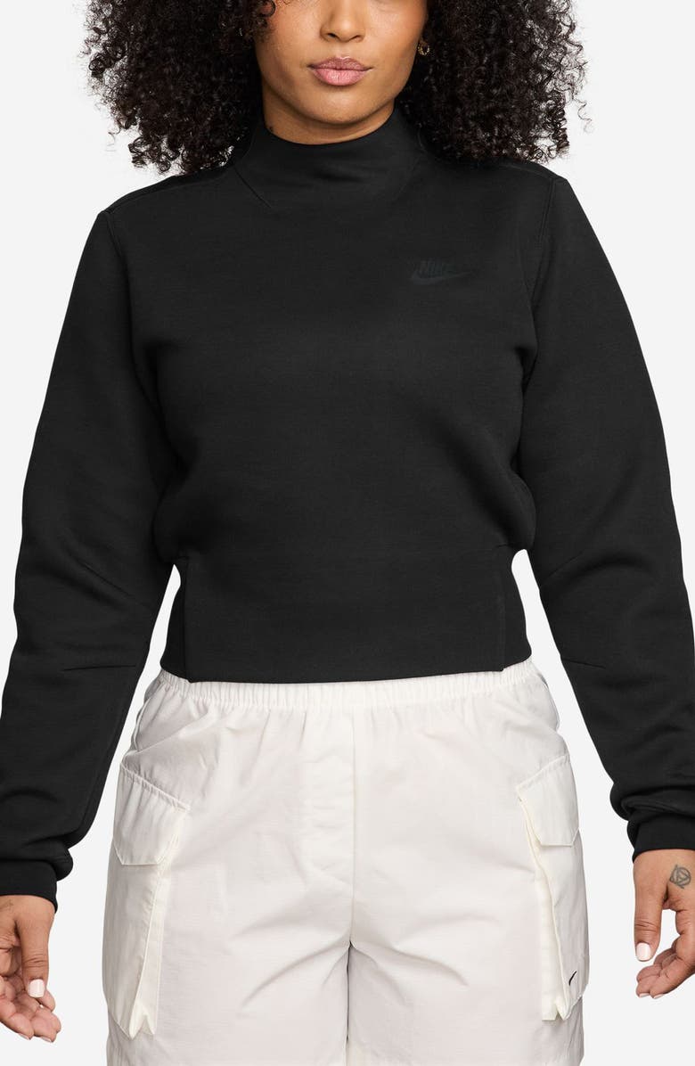 Nike Sportswear Tech Fleece Mock Neck Sweatshirt, Main, color, Black/ Black