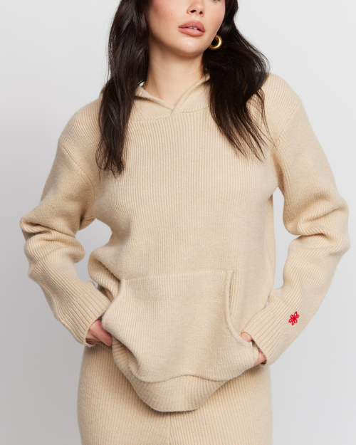 Samii Ryan Cupid Knit Hoodie In Tan