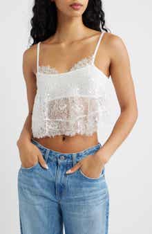 Desert Nights Sequin Crop Sheer Lace Camisole