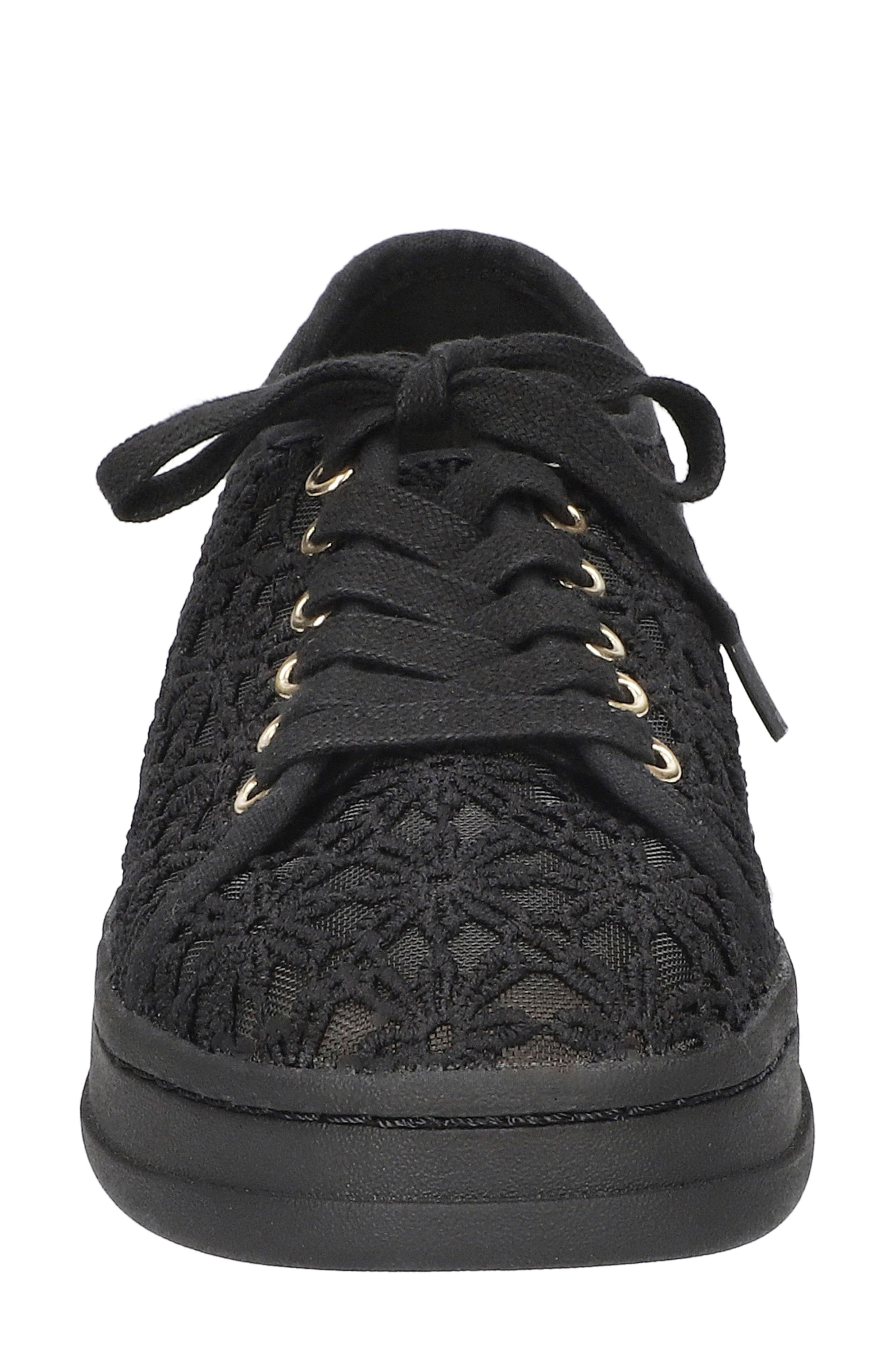 Bella Vita Abagale Lace Platform Sneaker, Alternate, color, Black Flower Embroidery Mesh