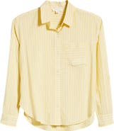 beachlunchlounge Campbell Directional Stripe Long Sleeve Cotton Blend Button-Up Shirt