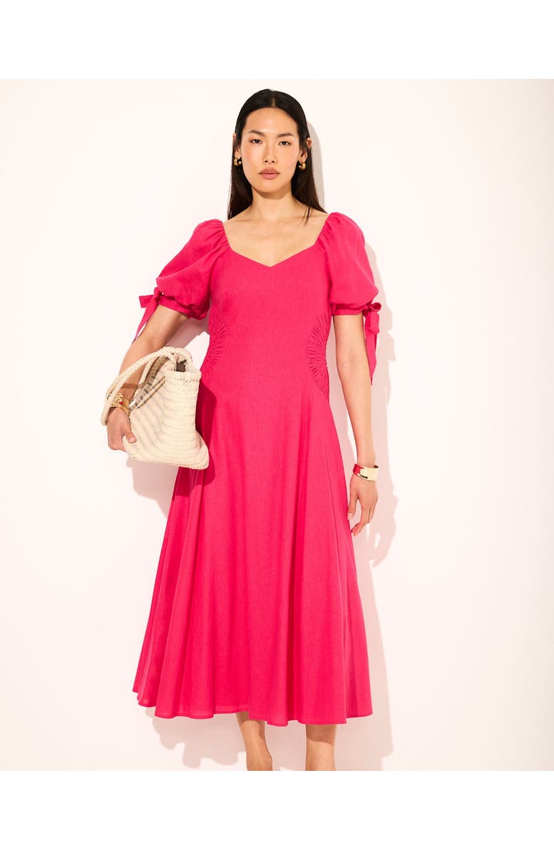 MINT VELVET Linen Blend Tie Detail Maxi Dress, Alternate, color, Pink