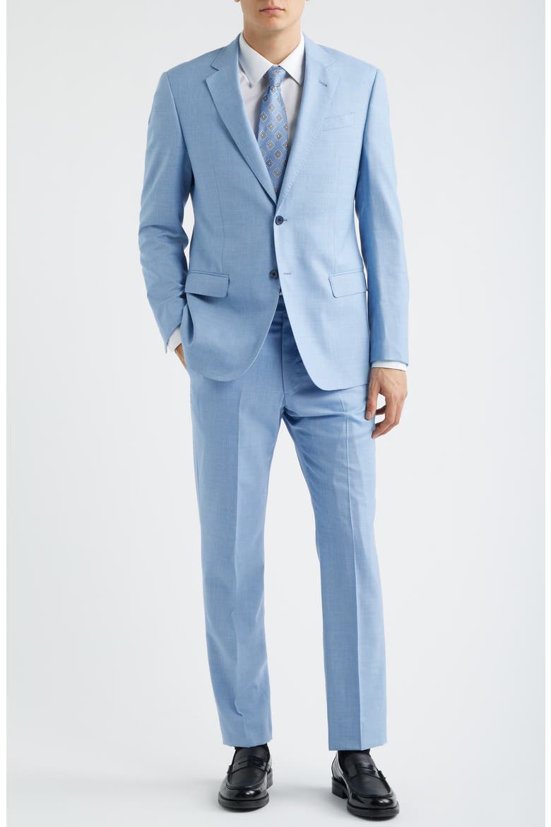 Light Blue Mélange Wool & Silk Blend Suit, Main, color, LIGHT BLUE