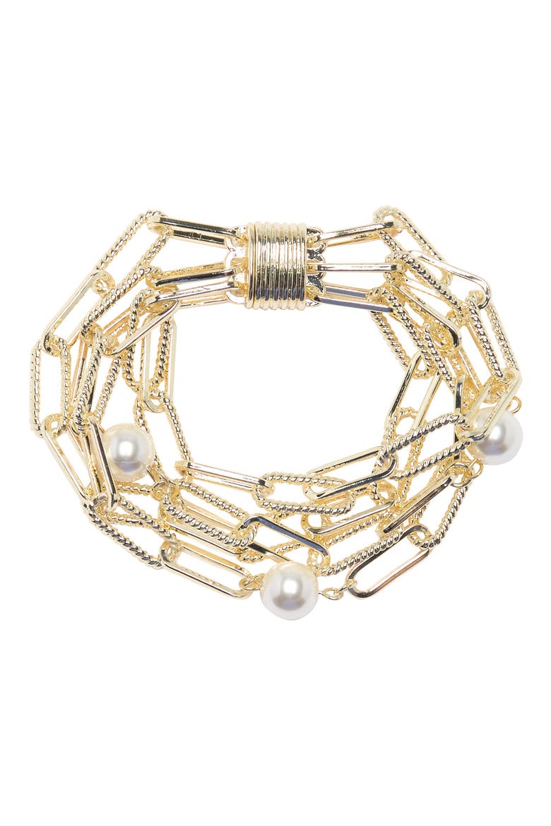 MESHMERISE Multi Layered Chain Bracelet, Main, color, YELLOW
