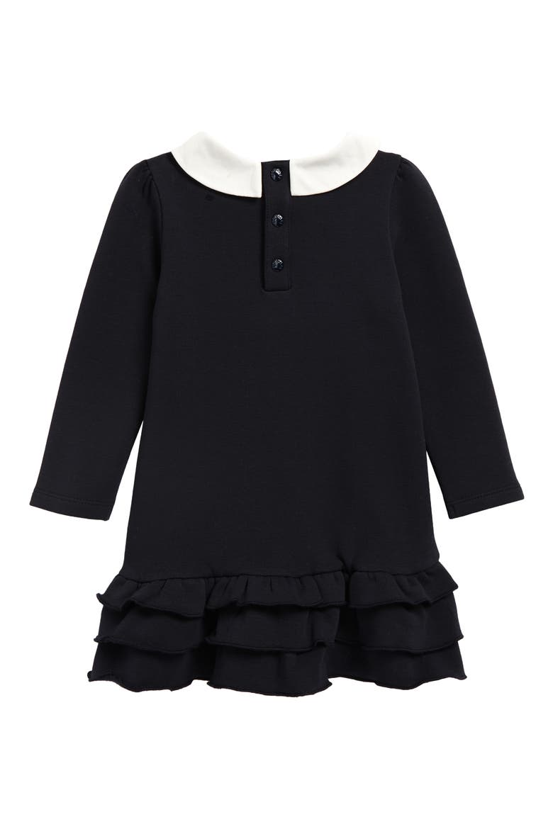 Kids' Long Sleeve Ruffle Hem Polo Dress, Alternate, color, BLUE NAVY