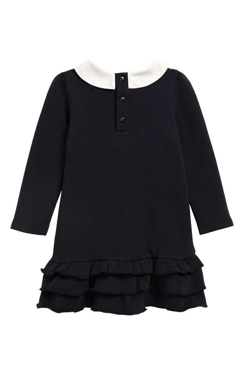 Moncler Kids' Long Sleeve Ruffle Hem Polo Dress, Alternate, color, Blue Navy