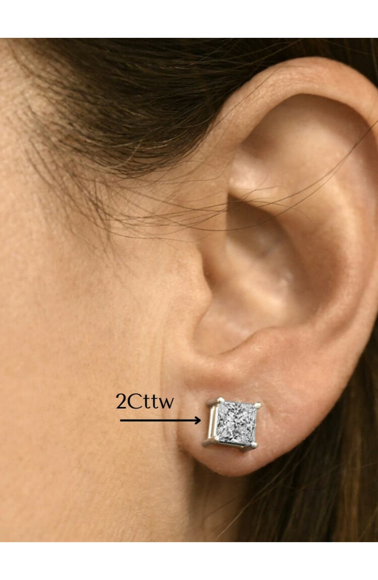 Bliss Diamond 1 - 4 Ct TW Princess Cut Diamond Studs in 14k Gold Earrings Lab Grown, Alternate, color, White Gold - 4Ct