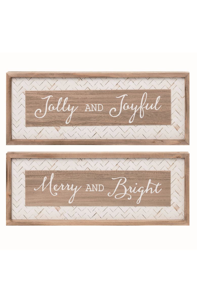 Transpac MDF Woven Holiday Decor Set of Two Christmas Decorations, Main, color, Multi