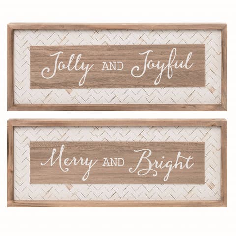 MDF Woven Holiday Decor Set of Two Christmas Decorations