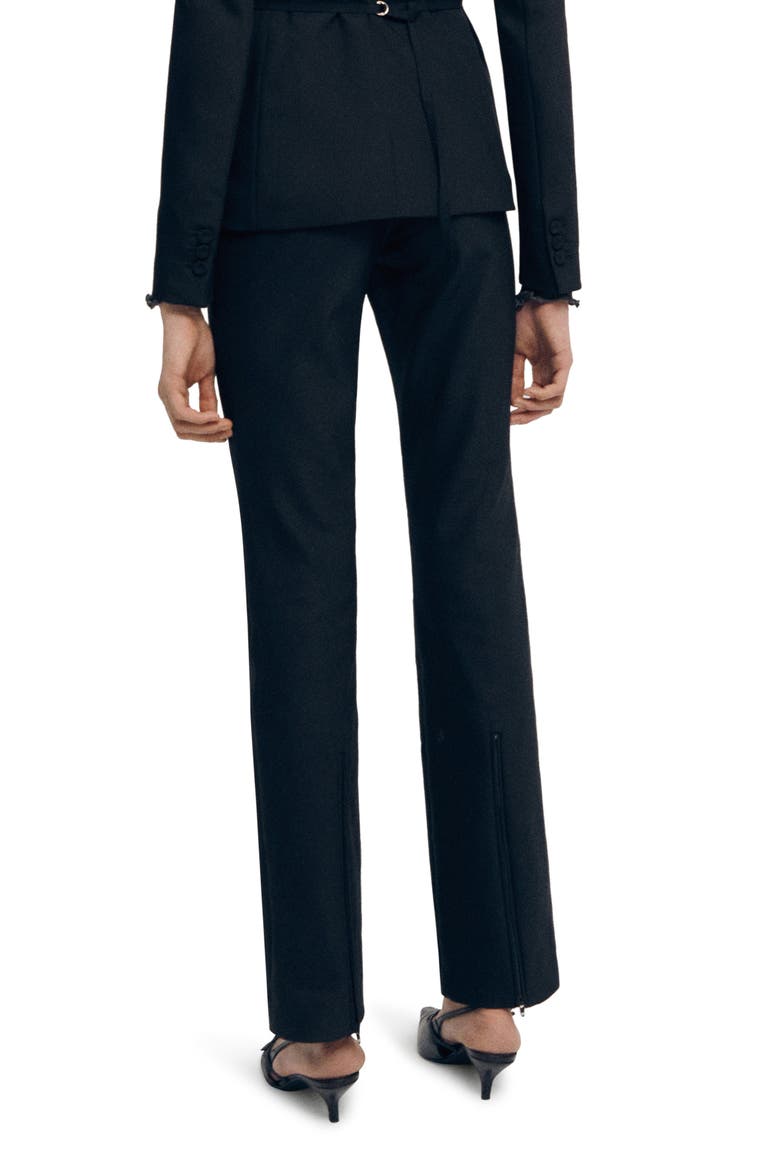 Back Zip Slit Cotton Blend Pants, Alternate, color, BLACK