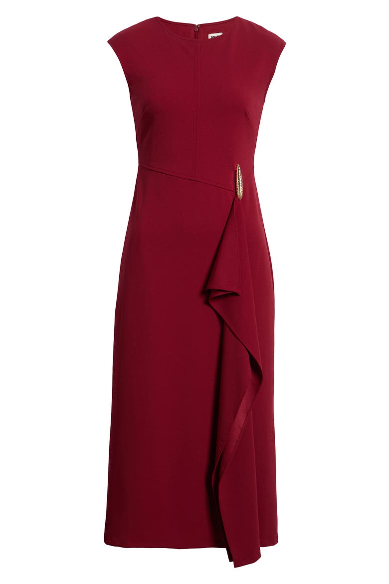 Hardware Accent Midi Dress, Alternate, color, NEW BURGANDY