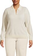 Lands' End Plus Size Cashmere Johnny Collar Sweater