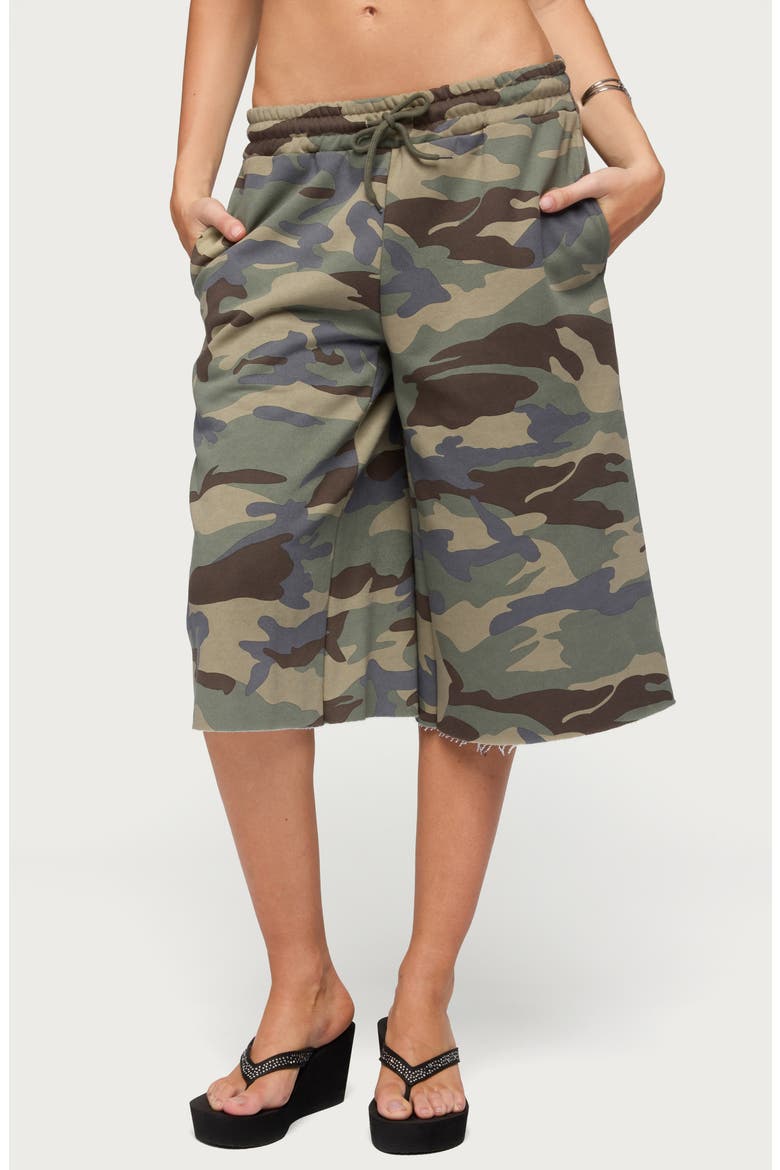 Camo Rush Drawstring Bermuda Shorts, Main, color, OLIVE