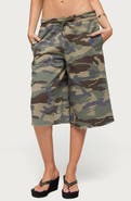 EDIKTED Camo Rush Drawstring Bermuda Shorts