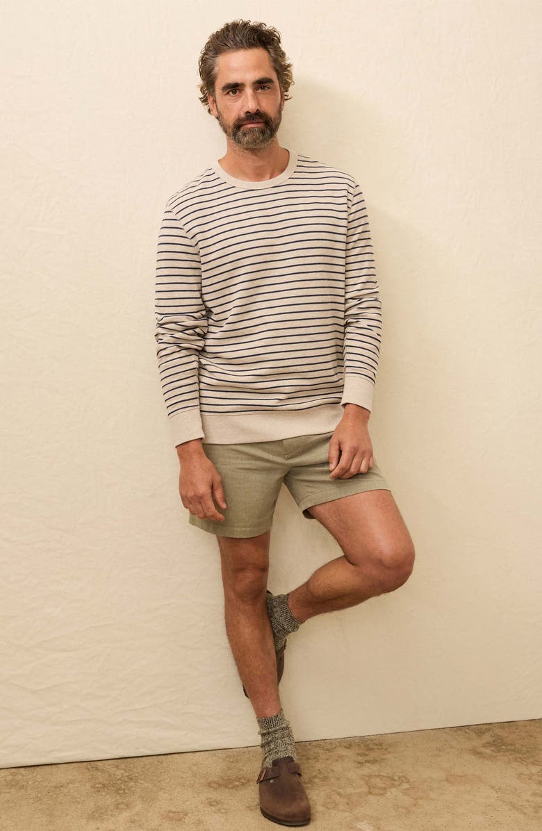 Faherty Double Knit Crewneck Sweater, Alternate, color, Oat Navy Stripe
