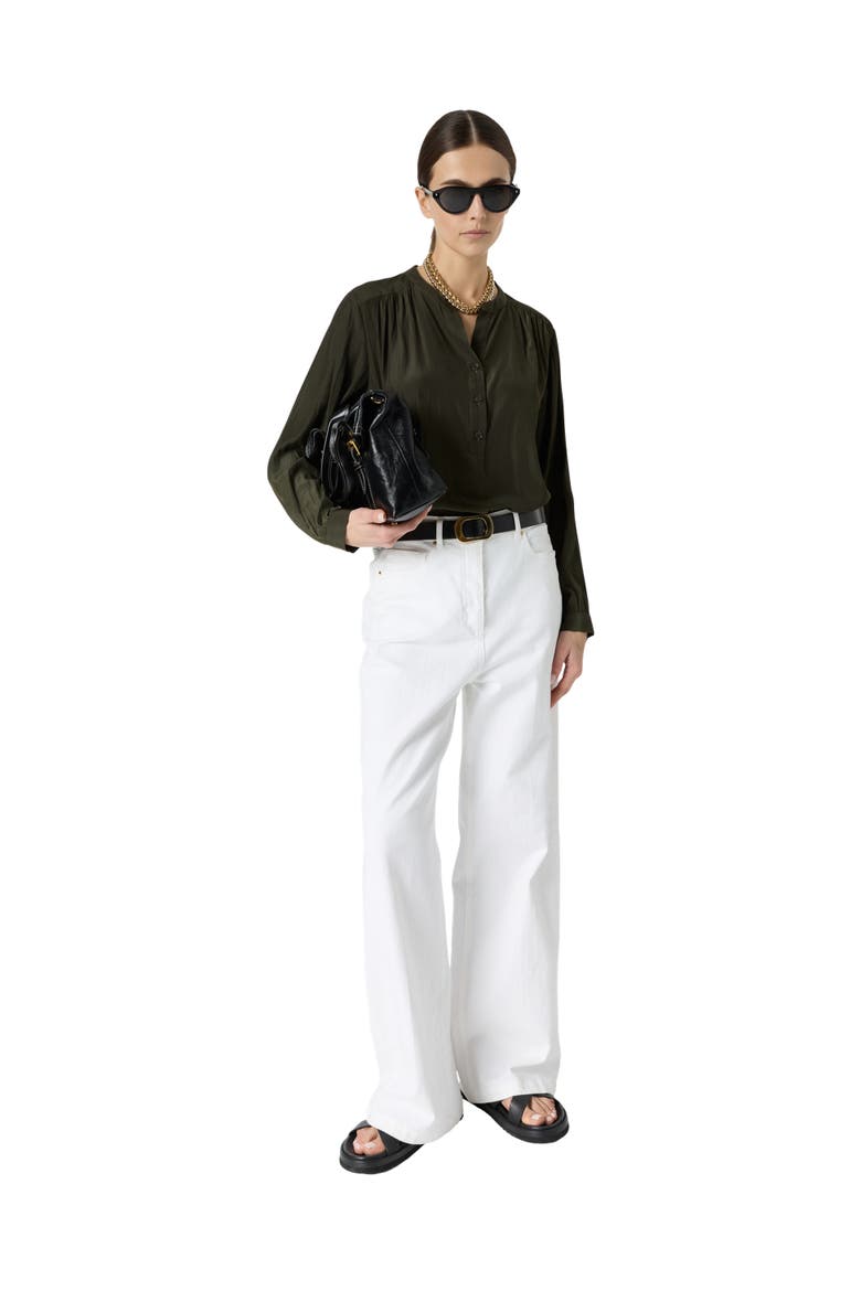 Cyndie Gathered Detail Blouse, Alternate, color, Khaki