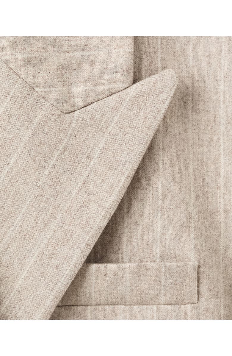 MANGO Pinstripe Wool Blend Blazer, Alternate, color, Grey