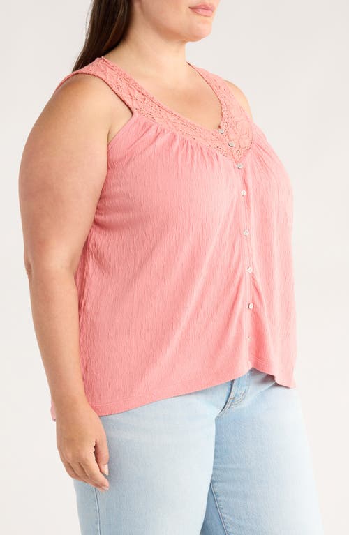 Lucky Brand Lace Trim Sleeveless Top In Pink