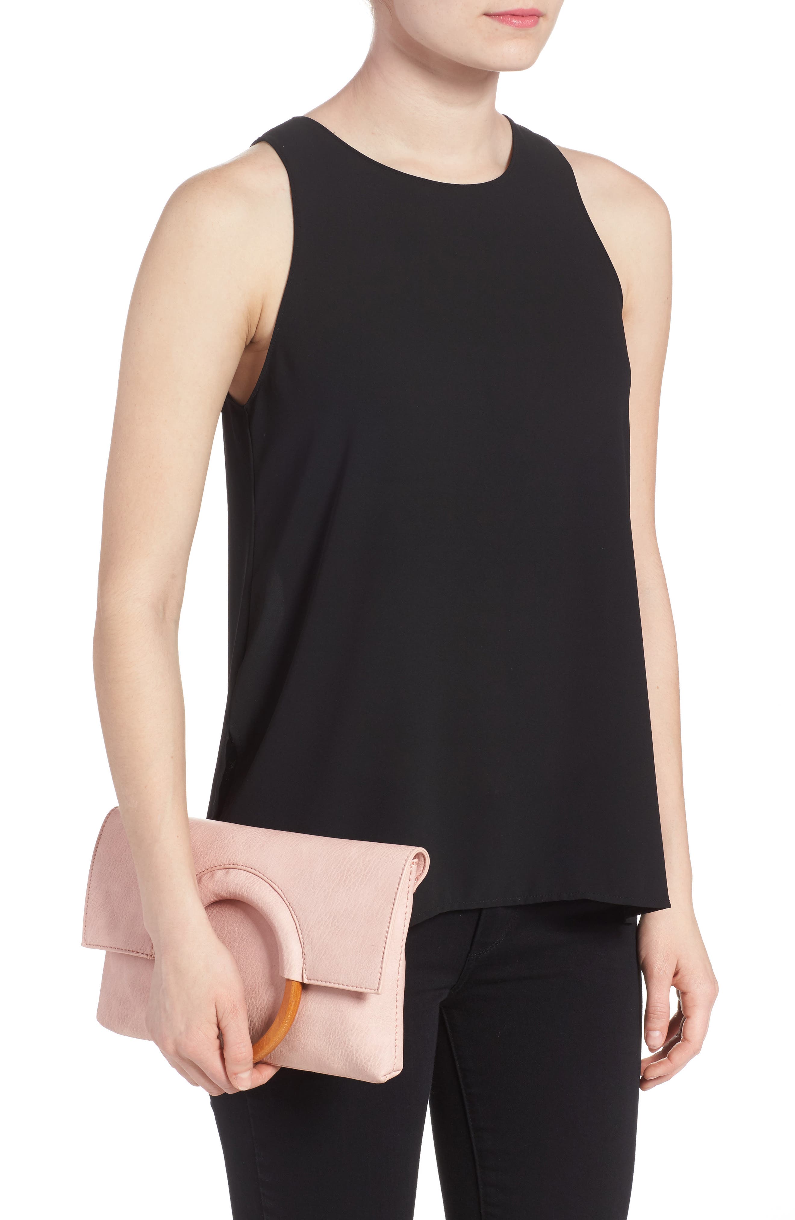 BP. Faux Leather Circle Clutch, Alternate, color, 