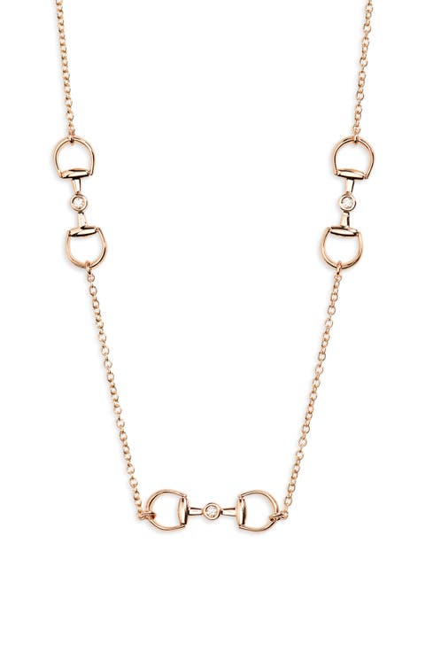 Diamond Horsebit Station Necklace