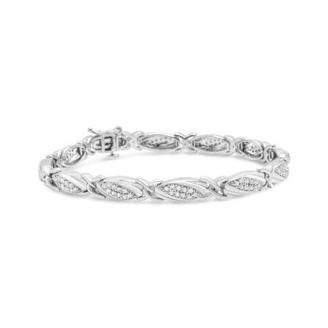 Silver 1.00 Cttw Round Diamond X-Link Bracelet