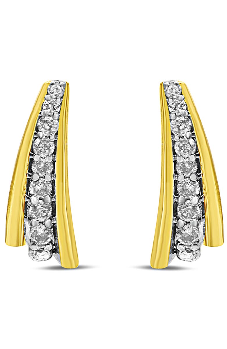 Haus of Brilliance 10K Yellow Gold Plated Silver 0.50 Ct Round Diamond Graduated Huggie Earrings, Alternate, color, Yellow