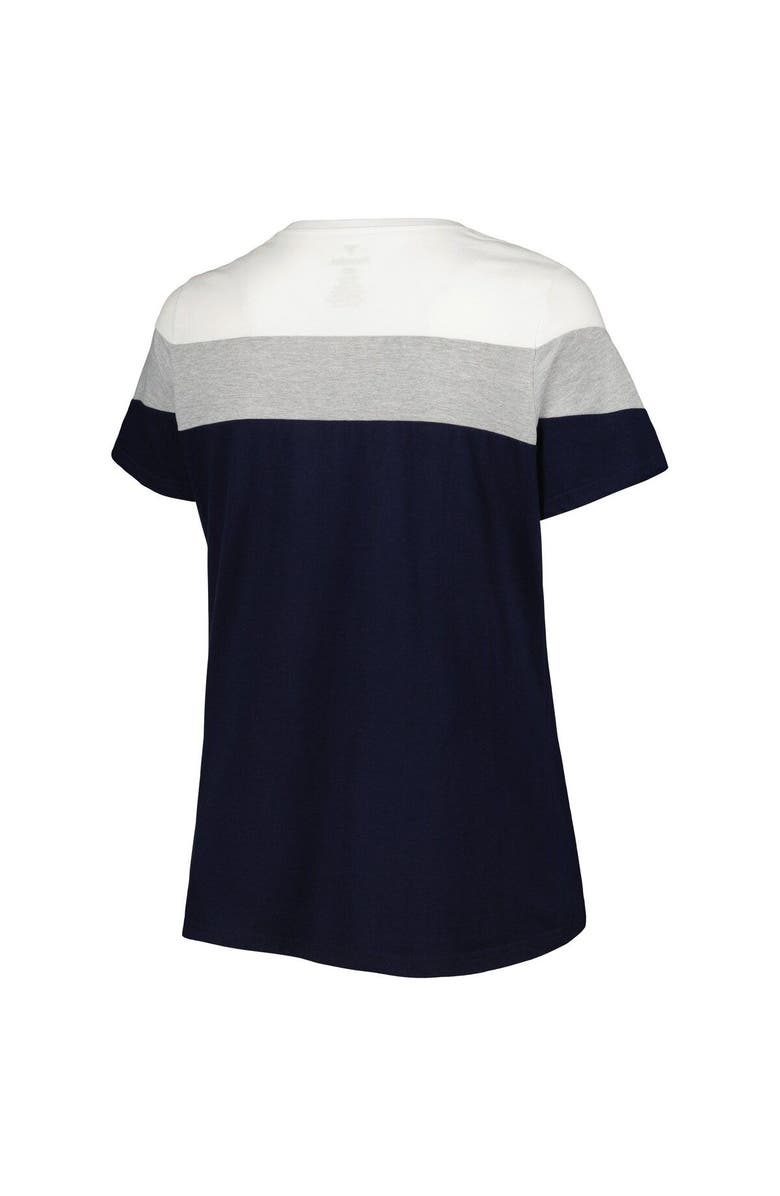 PROFILE Women's Navy/Heather Gray Cleveland Guardians Plus Size Colorblock T-Shirt, Alternate, color, Navy