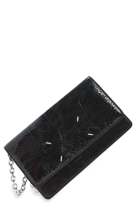Medium Crackled Leather Wallet on a Chain