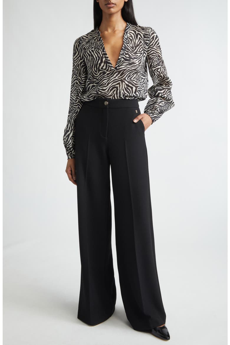 Kathleen Zebra Print Voile V-Neck Tunic, Alternate, color, BLACK/ LINEN