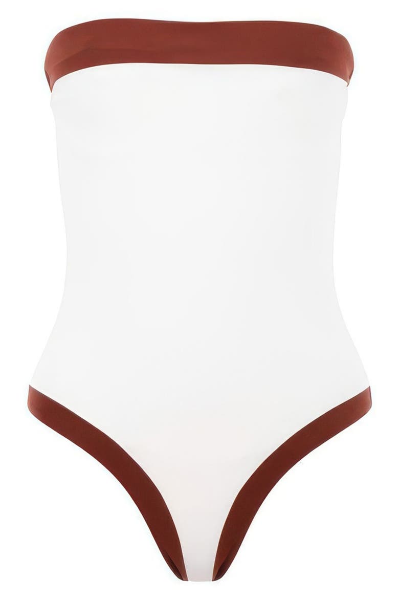 Lunaria Colorblock One-Piece Swimsuit, Alternate, color, BARN RED COLOR BLEND