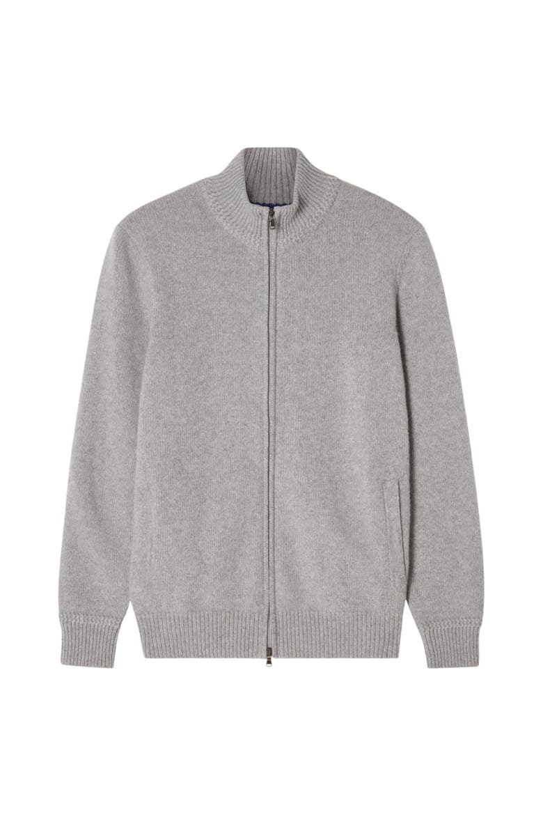 Graham Cashmere Blend Full Zip Sweater, Main, color, Light Gray