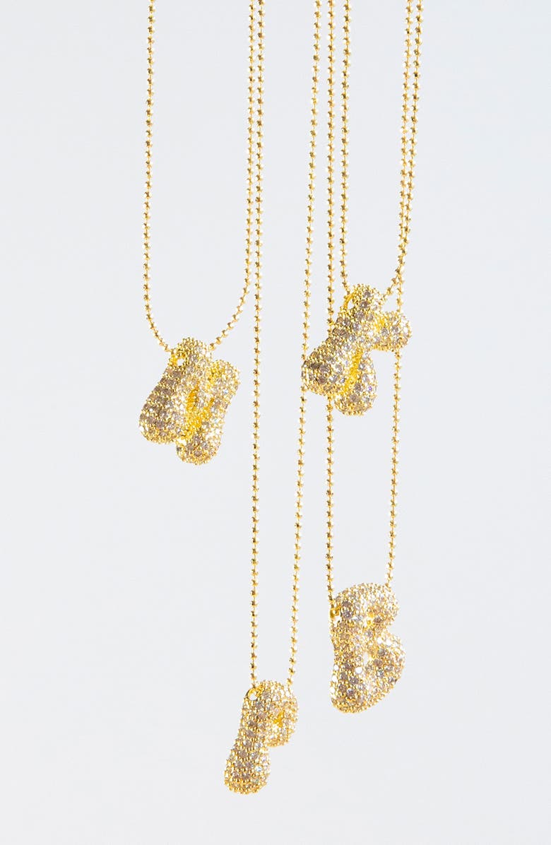 MARLYN SCHIFF Pavé Bubble Initial Pendant Necklace, Alternate, color, Gold A