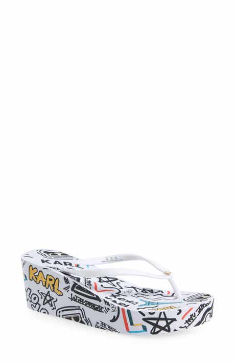 KARL LAGERFELD PARIS Nola Graffiti Platform Flip Flop