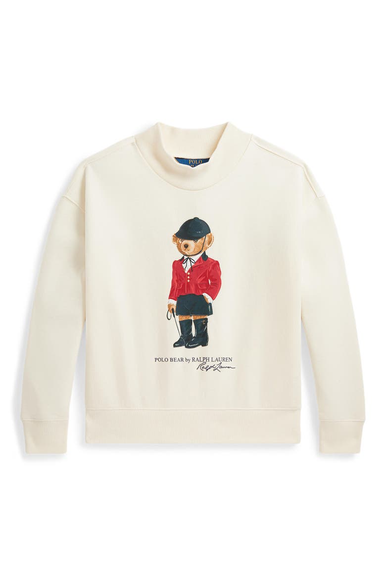 Kids' Polo Bear Graphic Print Fleece Sweatshirt, Main, color, CREAM