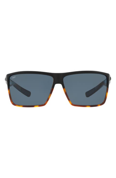 63mm Polarized Oversize Rectangular Sunglasses