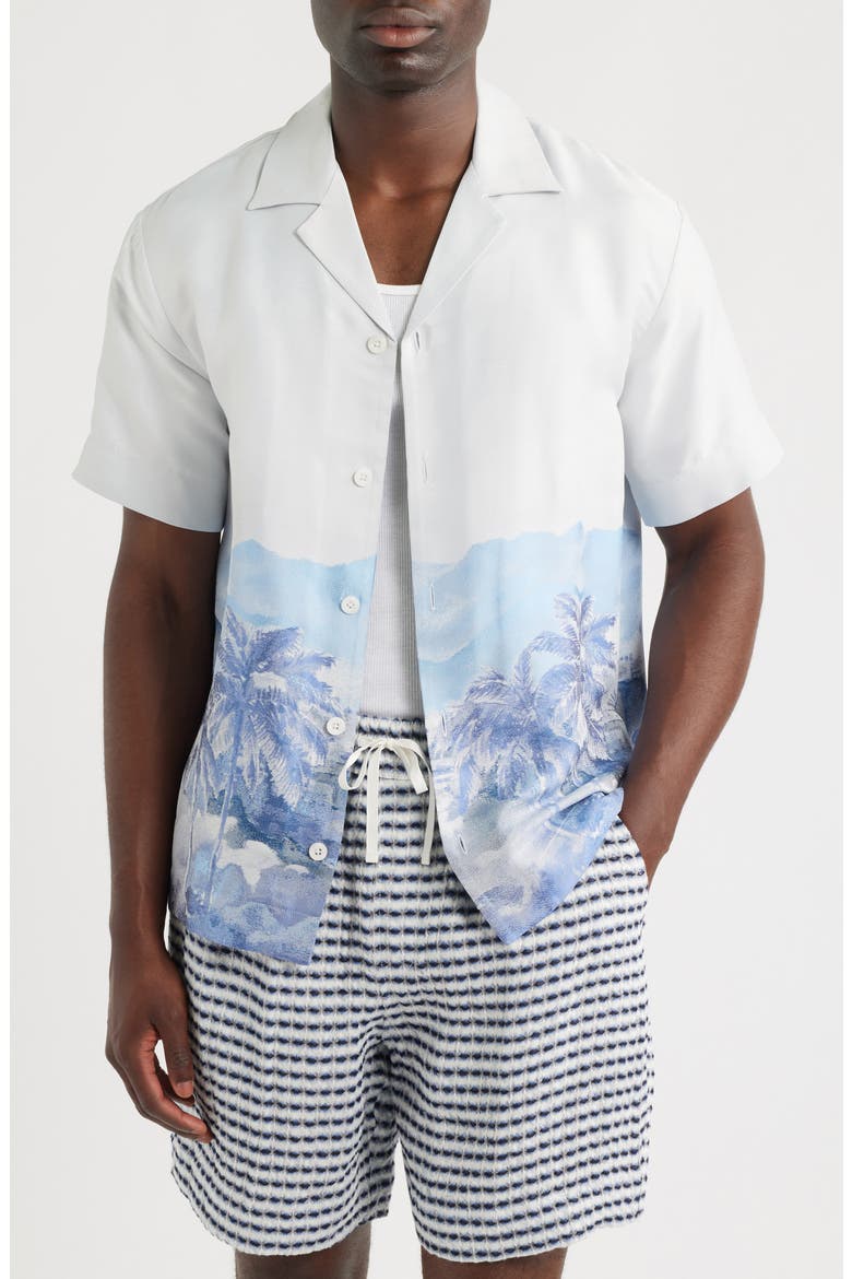 Cezane Tropical Jacquard Camp Shirt, Main, color, IVORY