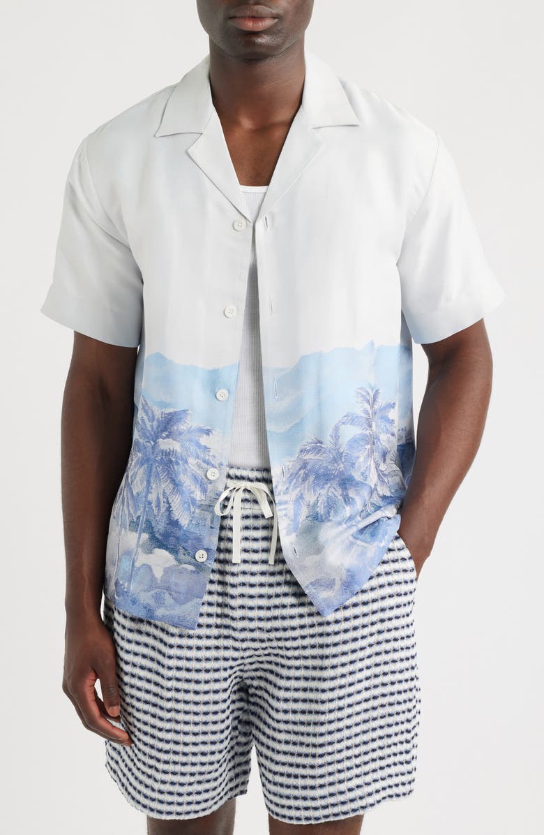 CHÉ Cezane Tropical Jacquard Camp Shirt, Main, color, Ivory