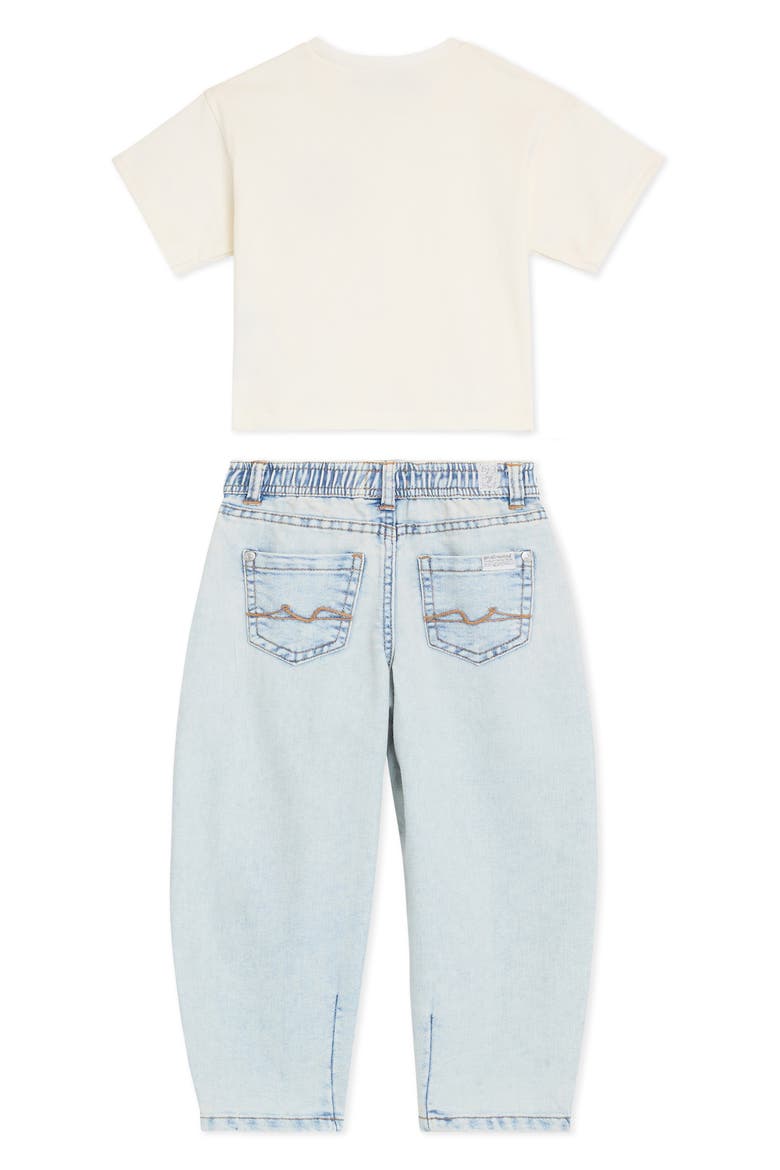 Crew T-Shirt & Barrel Leg Denim Set, Alternate, color, LIGHT VINTAGE